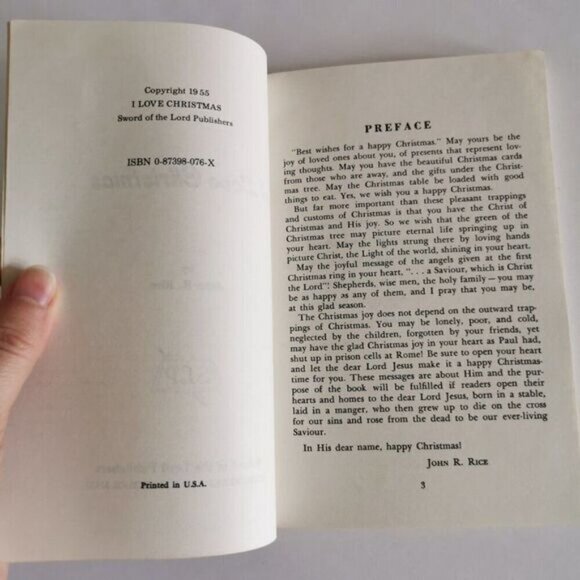 1955 "I Love Christmas" John Rice Paperback, Sword of the Lord Religious Book - Picture 5 of 9